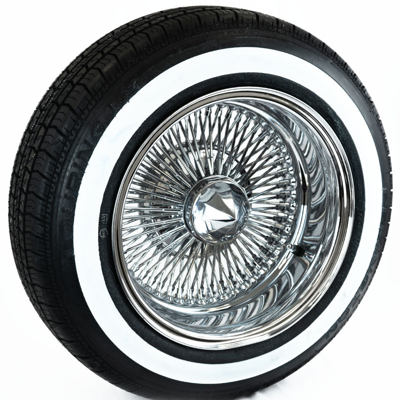 14X7 REVERSE CHROME 100 SPOKE + Whitewall Tires – Single Wheel - Ninja Tire