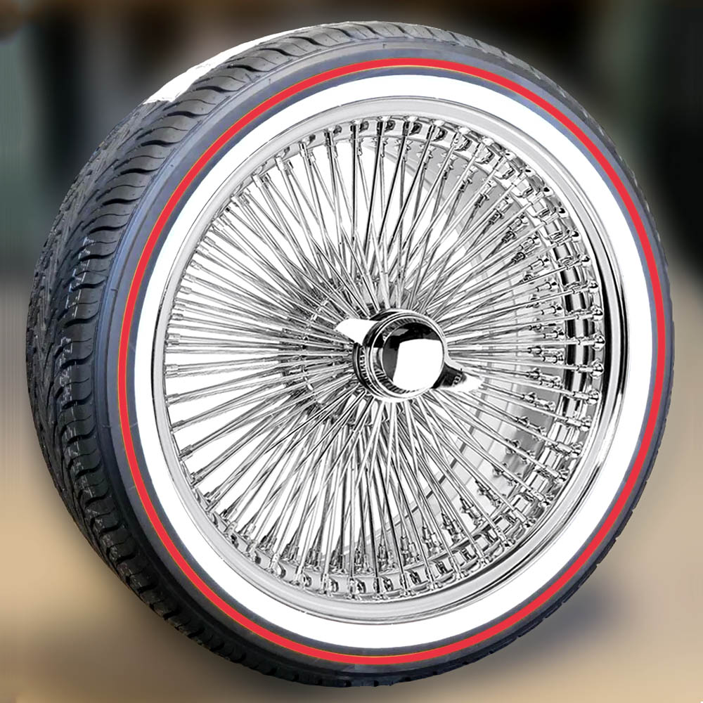 22X8 Chrome FWD 150 Spoke + Vogue Low Profile Tires (265/35R22) – Red ...